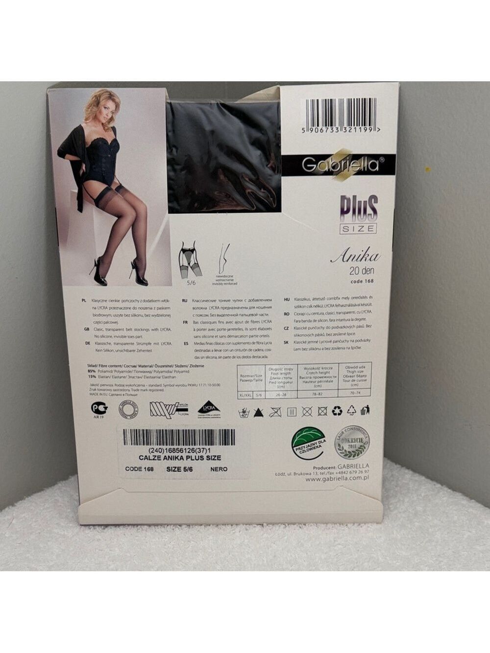 Gabriella Anika Plus Size Black Sheer Stockings 20 Den - Picture 2 of 3